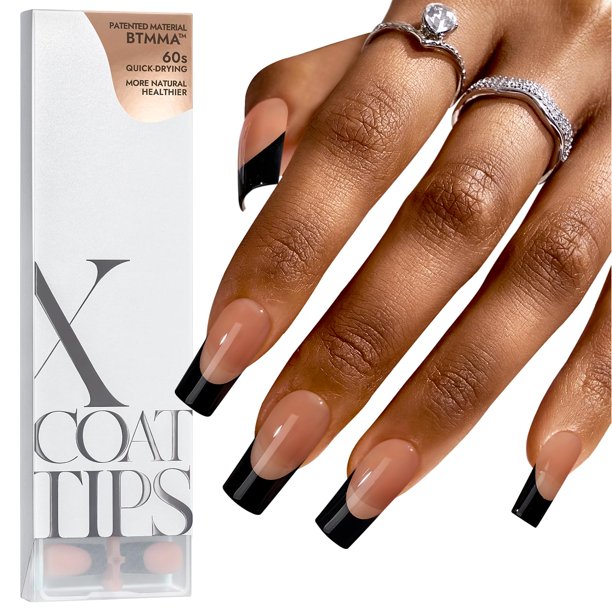 Nail Tips BTartboxNails XCOATTIPS French Tip Black 150 unidades