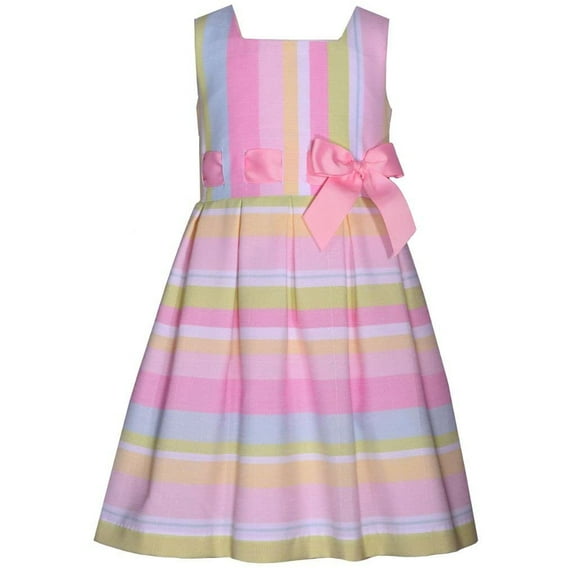 Bonnie Jean Baby Girl's Easter Dress - Pastel Spring Dress for Baby, Toddler, Little and Big Girls, Pastel Stripe, 14