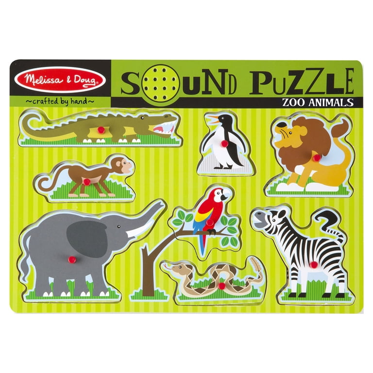 animal car　レコード 5枚セット Melissa & Doug, Zoo Animals Sound Puzzle, 8 pcs, Wooden Peg Puzzle