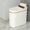 thumbnail image 4 of 13L Slim Touchless Trash Can with Lid - White Plastic Kitchen Waste Bin for Home, Office, Bathroom - Space-Saving Design (12.8" x 6.1" x 10.8"), 4 of 6
