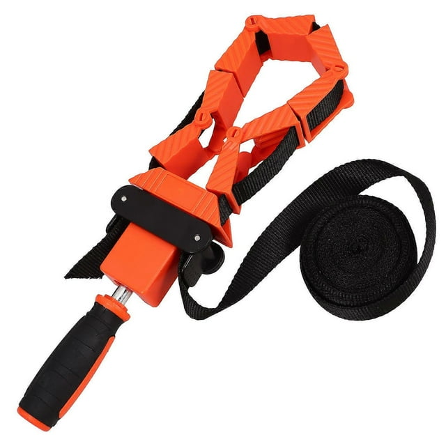 a polished and professional product description based on your input:\n\n \n\n**Adjustable Band Clamp for Woodworking – Durable Ratchet Strap Clamp