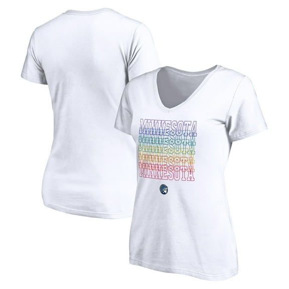 Women's White Minnesota Lynx Wordmark Pride V-Neck T-Shirt
