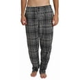 thumbnail image 1 of Adult Mens Fleece Pajama Jammies Pants Black and Grey Manhattan Plaid L, 1 of 6