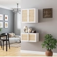 thumbnail image 6 of Rattan Wall Cabinets Storage - 24" Kitchen Wall Mounted Cabinets with 2 Paper Rattan Doors and Shlelf Adjustable in Laundry or Bathroom Over The Toilet, in White, 6 of 12
