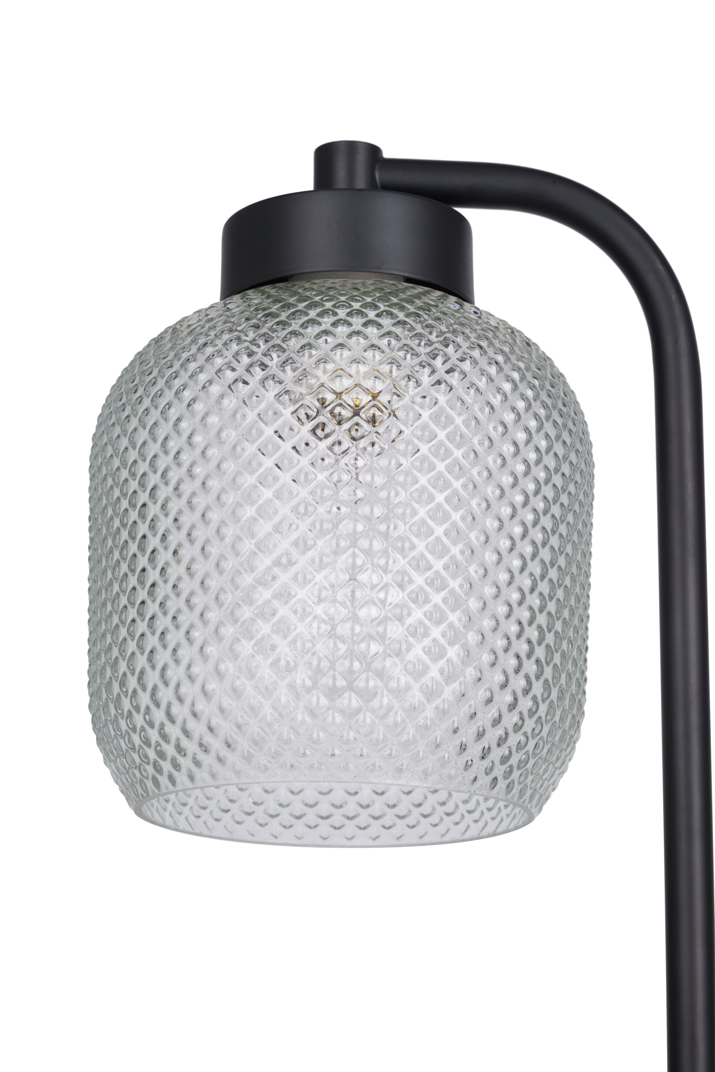 Kenroy Home Prismatic 17.75''  Desk Lamp Modern Task Light with Dome Glass Shade and  2-Prong Power Outlet in Base for Home, Office, or Bedroom, Black