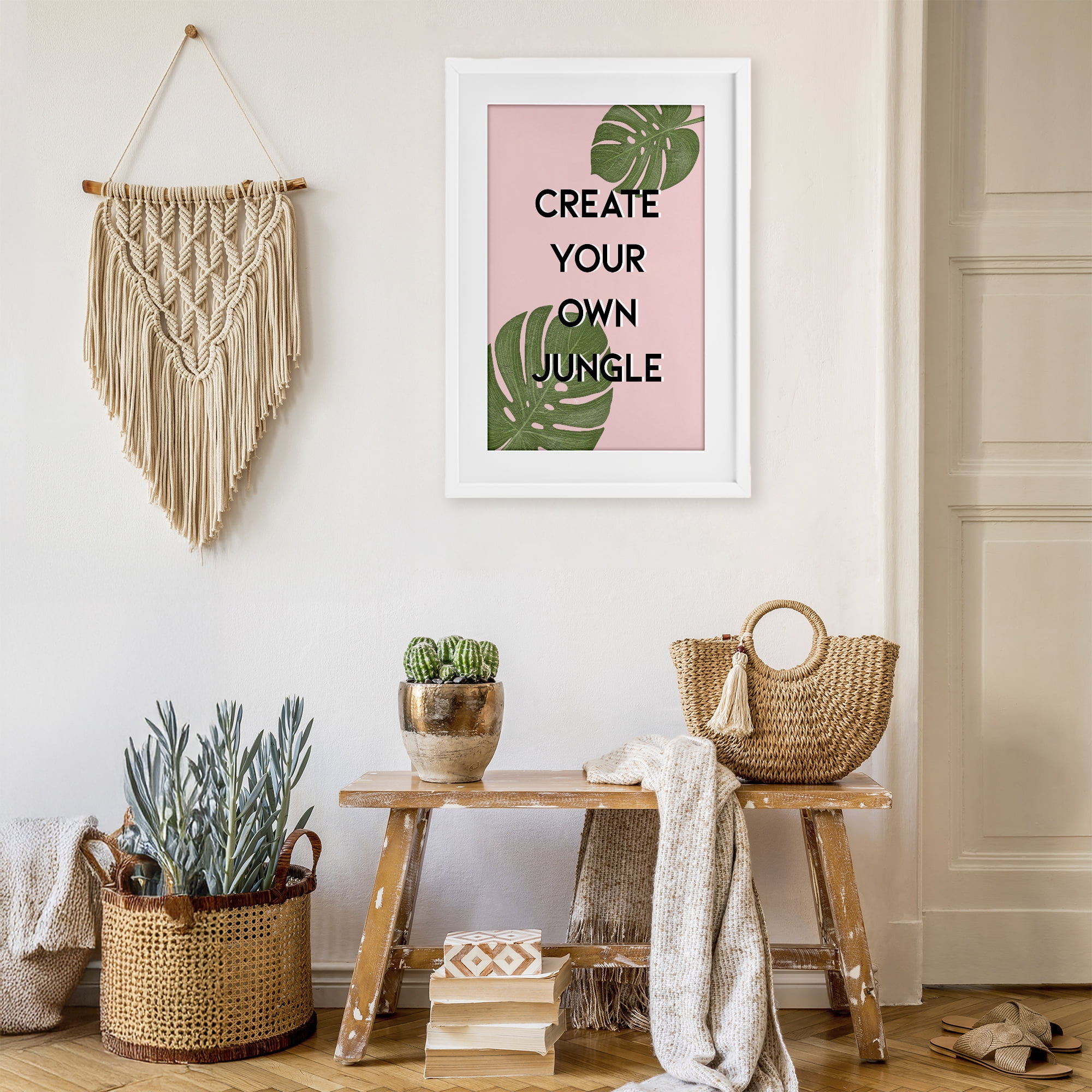 Stupell Industries Create Your Own Jungle White Framed Print Under Glass, design by Martina Pavlova