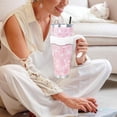 thumbnail image 6 of Pink Cherry Blossom 40 Oz Tumbler with Handle and Straw, Floral Large Stainless Steel Vacuum Insulated Tumbler Coffee Cup Water Bottle Travel Mug, Kawaii Cherry Blossom Gifts Decor Accessories Stuff, 6 of 6