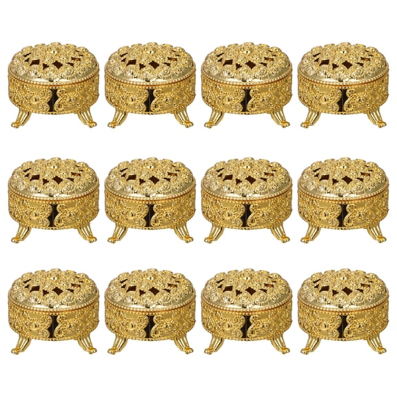 STRANDCHIC 12Pcs Vintage Incense Burner Shaped Decorative Candy Storage Boxes in Golden for Home