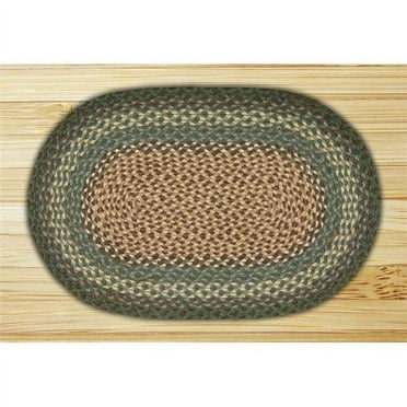 Capitol Importing 02-013 Dark Green - 20 in. x 30 in. Oval Braided Rug
