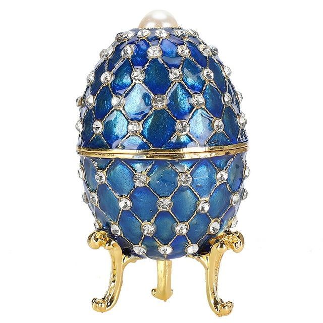 Eddwiin Huevo esmaltado Dorado Pintado Adornos de Metal joyería baratija Caja Regalo artesanías Decorativas para el hogar