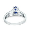 thumbnail image 4 of Halo Split Shank Oval Ring Blue Sapphire CZ 925 Sterling Silver Size 6, 4 of 7