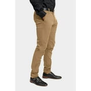 Victorious Mens Basic Casual Slim Fit Stretch Chino Pants DL1250 - KHAKI - 36/30