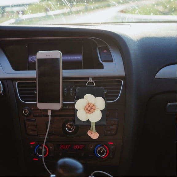 Supvox Car Key Holder and Sunglasses Organizer in Beige Hanging Storage Bag for Car Vent