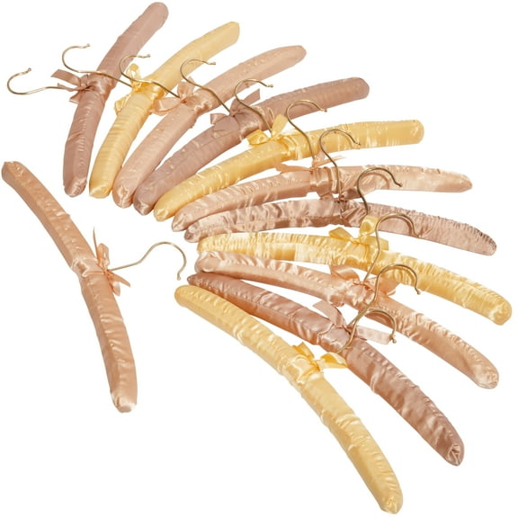Florida Brands Satin Clothes Rod Padded Hangers for Women Clothing, 12-Pack Earthtone