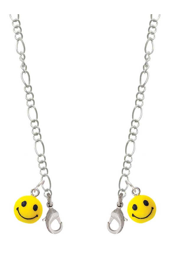 Resin Small 3-D Happy Face Silvertone Face Mask Necklace