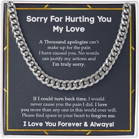 Best Gifts For Men, Cuban Link Chain For Man, I'm Sorry Gift For Him, Apology Gifts For Men, Im Sorry Card, Forgive Me Necklace, Men Jewelry with Message Card and Box, Gift For Husband