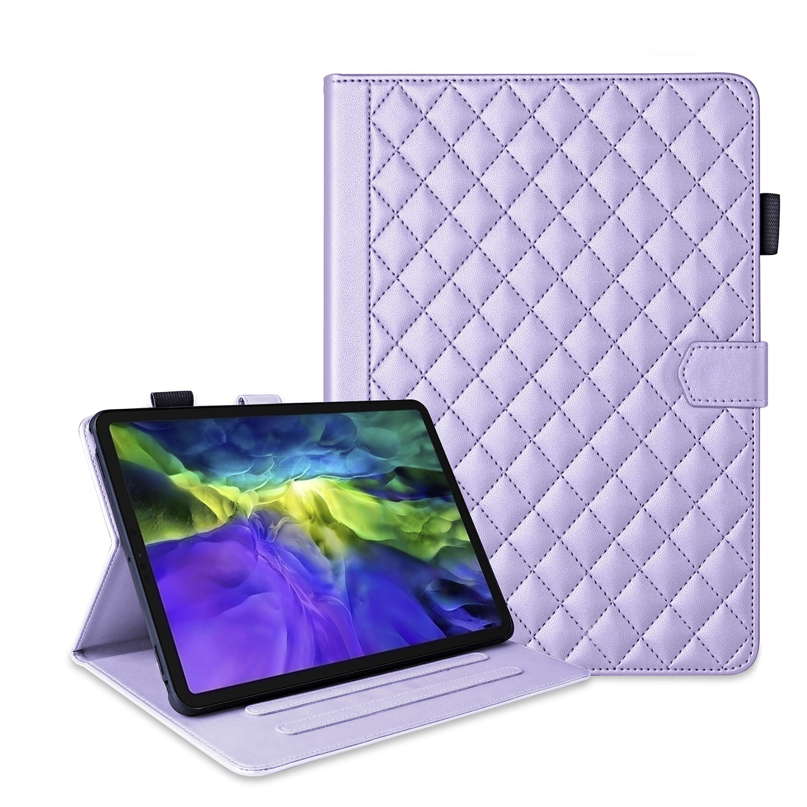 ChicShell Case for iPad Air 11-inch (2024), iPad Air 5th/4th Gen, iPad Pro 11 (4th/3rd/2nd/1st Gen), Multi-Angle View, PU Leather Auto Sleep/Wake Case with Pencil Holder, Purple