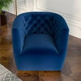 thumbnail image 2 of Ashcroft Mid-Century Velvet Solid Print Swivel Armchair, Navy Blue, 2 of 5