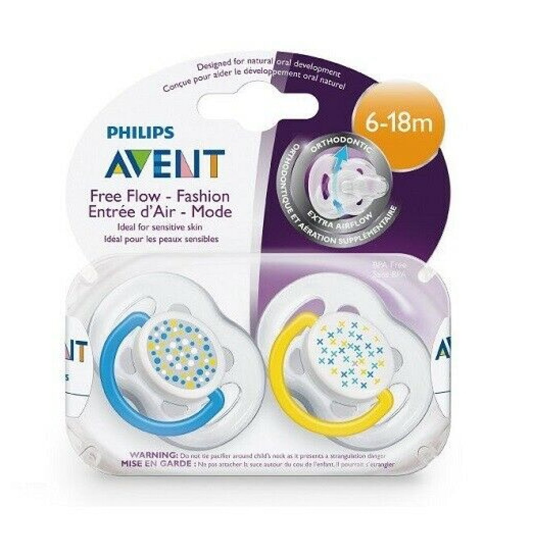 De schuld geven majoor paling Philips Avent Free Flow BPA Free Extra Airflow Orthodontic Pacifier with  Cover for Sensitive Skin, 6-18m Blue/Yellow SCF180/24 - Walmart.com