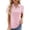 Pink, variant on Fesfesfes Women's T Shirts Fashion Women Short Sleeve V-Neck Solid Casual Elastic Comfy Blouse Short Shirts for Women L(US:8)