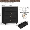 thumbnail image 3 of Joaxswe 4 Drawer Dresser with Antique Bronze Handles, Tall Wood Chest of Drawers Dressers for Bedroom, Living Room, Black, 3 of 11