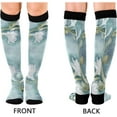 thumbnail image 2 of FREEAMG 1 Pair White Flower Watercolor Compression Socks 20-30mmHg Knee High Women Socks Tube Athletic Stockings for Men Sport Soccer Running Cycling Medical Nurse Winter Travel, 2 of 7