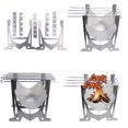 Dengmore Camping Stove Portable Charcoal Grill Stainless Steel Folding Wood Burning Stoves for Picnic BBQ Camp Hiking with Grill Grid Outdoor Tabletop Barbecue Picnics Smoker