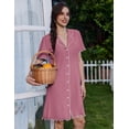 thumbnail image 3 of Ekouaer Cotton Nightgowns for Women Button Down Sleep Shirts Short Sleeve Night Gown Boyfriend Sleepwear Soft Night Shirts, 3 of 6