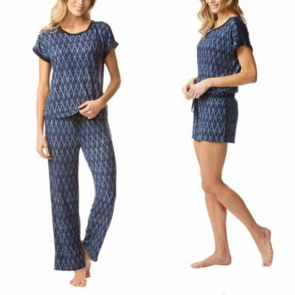 Lucky Brand Top Short and Pant Pajama Set - Dark Blue - S