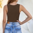 thumbnail image 5 of Miluxas Women's Plus Size Ribbed V-Neck Tank Top - Wide Strap Sleeveless Slim Fitted Cami Top Solid Casual Basic Going Out Sporty Vest Coffee, 5 of 5