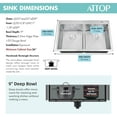 thumbnail image 2 of ATTOP 33 Inch Large Double Bowls Drop in Kitchen Sink,Nano Coating Stainless Steel Handmade Topmount Kitchen Sink, 2 of 9