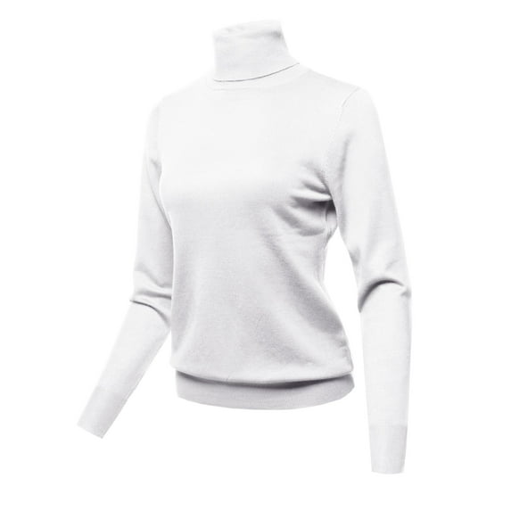 FashionOutfit Women's Solid Turtle Neck Long Sleeves Knit Sweater Top