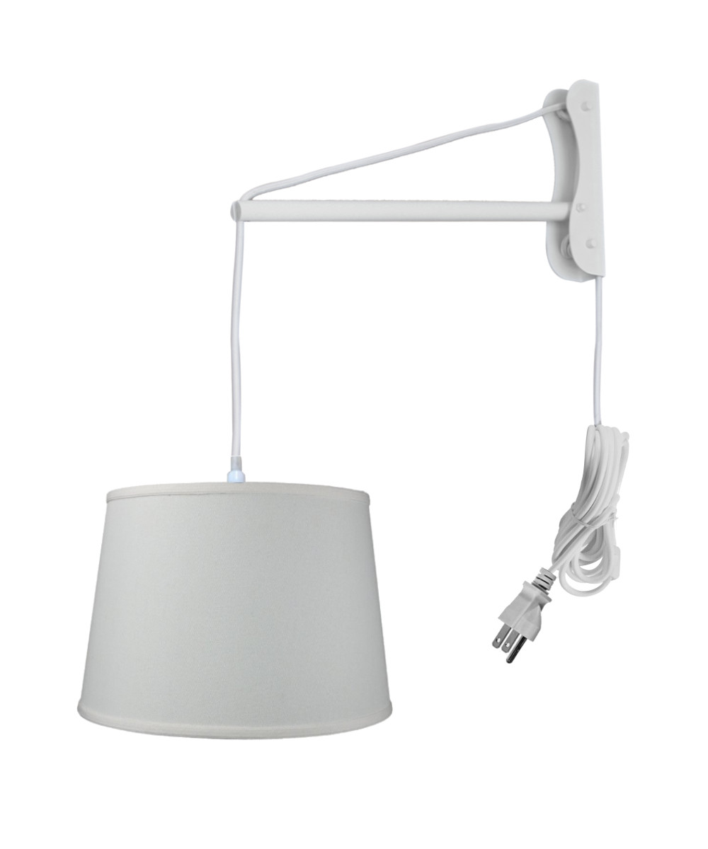 MAST PlugIn Wall Mount Pendant, 1 Light White Cord/Arm, Light Oatmeal