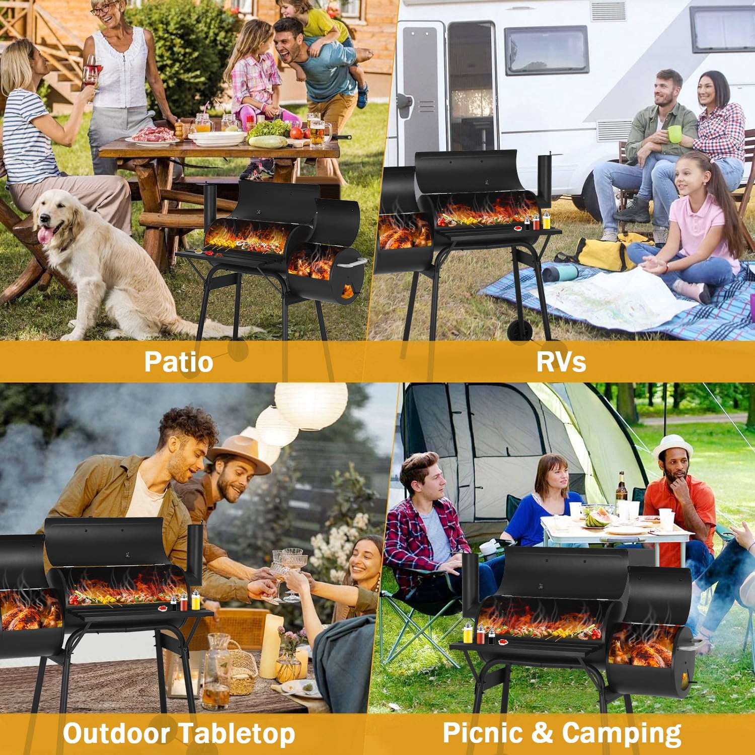 NiamVelo 13" Charcoal Outdoor Camping Stainless Steel BBQ Grill, Portable