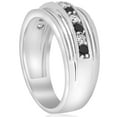 thumbnail image 2 of Pompeii Mens 10k White Gold Alternating Black & White Diamond 1/2ct Wedding Ring, 2 of 4
