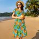 thumbnail image 4 of Balery Pineapple Vestidos sueltos de manga corta para mujer, vestidos de verano 2025, vestidos casuales de corte A con vuelo., 4 of 6