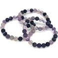 thumbnail image 2 of Angelstones Natural Multi-Color Purple Fluorite Gemstone 8mm Round Beads Stretch Bracelet 7 Inch Unisex, 2 of 3