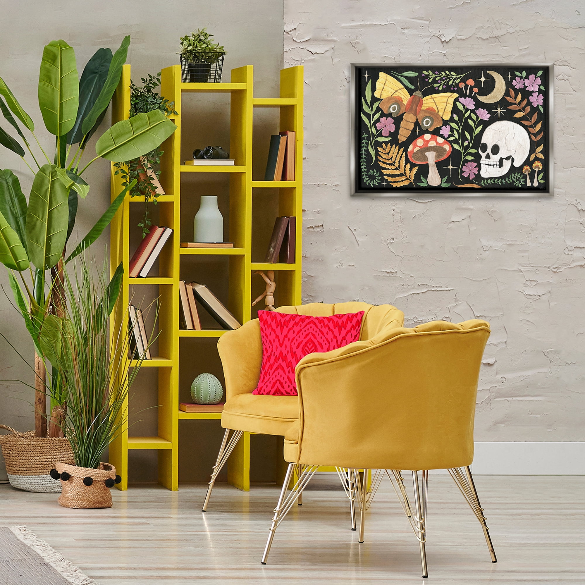 Stupell Industries Spooky Chic Collage Animals Painting Gray Floater Framed Canvas Art Print Wall Art, 25 x 17