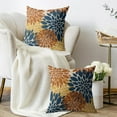 thumbnail image 3 of Blue Orange Yellow Pillow Covers 18X18 Inch Set of 2, Fall Colored Modern Geometry Dahlia Floral Print Decorative Throw Pillow Covers Outdoor Farmhouse Cushion Case for Couch Sofa Bed Decor, 3 of 5
