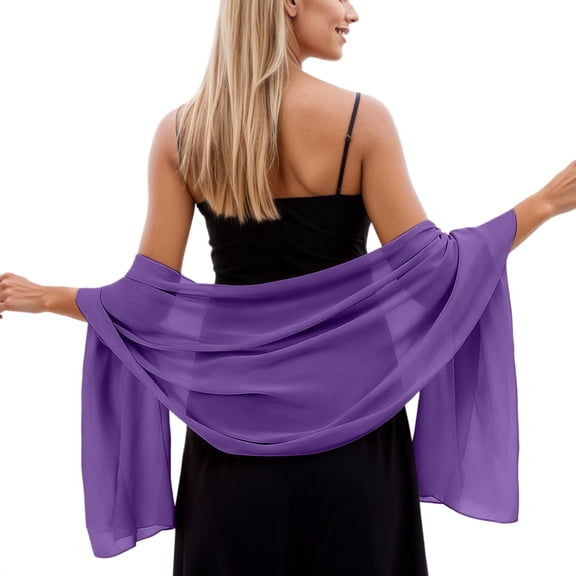 MIASHUI Spring Summer Lightweight Bride Solid Color Rectangle Silk Scarf Wedding Party Shawl Scarf, Scarf for Women Purple