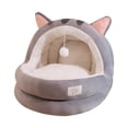 thumbnail image 1 of Cama para gatos, cueva, nido de Gato semicerrado, resistente a los arañazos, almohadilla interior desmontable acogedora, suministros para mascotas, , gris L, 1 of 8