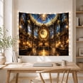 thumbnail image 5 of Golden Moon Illuminating Gothic Bookshelves in Grand Library, Mystical Fantasy Art for Book Lovers, Celestial Decor, Halloween Gift Tapestry Wall Hanging for Bedroom and Study Room, 5 of 7