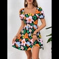 thumbnail image 4 of Vestido Bohemio Acampanado con Mangas Abullonadas y Volantes Fruncidos para Mujer Negro M, 4 of 9