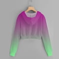 thumbnail image 4 of Women Dressy Blouses Fall Winter Comfy Hooded Long Sleeve Kimono Drop Shoulder Zip Up Gradient Print Hoodie Cotton Hoodies Hoodie(Green,L), 4 of 4