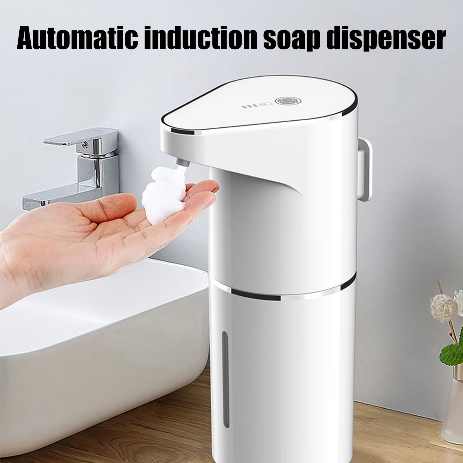 AUHomi Automatic Foaming Soap Dispenser, Touchless Foaming Soap Dispenser, USB Rechargeable Hand Free Pump Soap Dispenser, Electric Dispenser for Bathroom Countertop, Kitchen 350mL