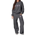thumbnail image 2 of Bow Hoodie Set Bow Sweatpants Set Bow Sweatsuit Women's 2 Piece Outfits Bow Trim Print Hoodie Sweatsuit Sets Oversized Sweatshirt Wide Leg Sweatpants With Pockets, Light Gray L, 2 of 5