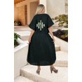 thumbnail image 3 of LEELA Women's Summer Elegant Maxi Kaftan Dress Caftan Loungewear Dashiki House Dresses for Women 3X-4X Black, Stripes, 3 of 5