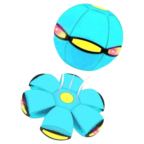 Disque Volant Rebondissant avec Effets Lumineux LED, Matériau Doux et Sûr pour les Enfants, Jouet Pliable Portable pour Jeu Interactif Parent-Enfant (Bleu Ciel)
