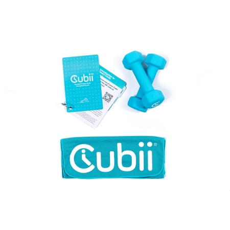 Cubii 3lb Hexagonal Neoprene Dipped Dumbbells  Set of 2  Smart Cards and Towel Included