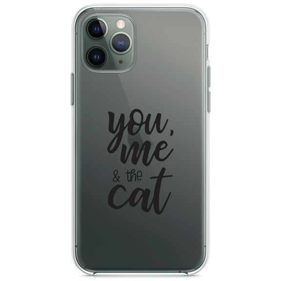 DistinctInk Clear Shockproof Hybrid Case for iPhone 12 / 12 PRO (6.1" Screen) - TPU Bumper Acrylic Back Tempered Glass Screen Protector - You, Me & the Cat